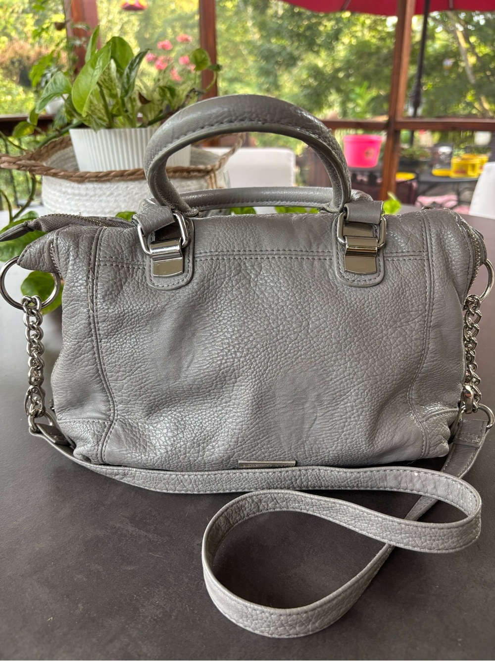 Steve Madden Gray Pebbled Leather Shoulder Satchel